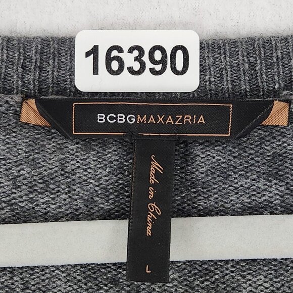 BCBG MaxAzria Sweater Womens Large Gray Wool Cashmere Blend Short Sleeve Tunic - Picture 7 of 11